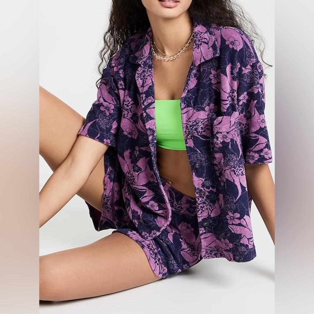 SUNDRY Women's Retro Floral Terry Shirt - Picture 2 of 8